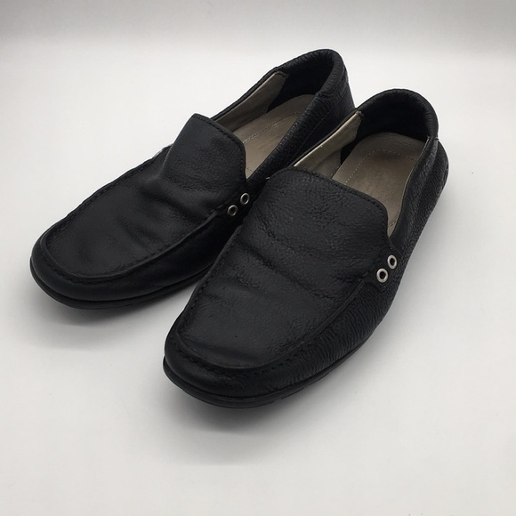 UGG Ballard Black Leather Slip On Loafers - Picture 1 of 8